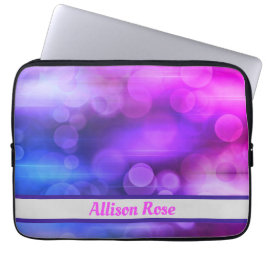 Roze en Paarse Abstracte cirkels Patroon Laptop Sleeve