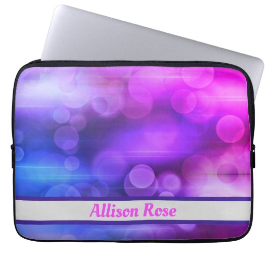 Roze en Paarse Abstracte cirkels Patroon Laptop Sleeve (Voorkant)