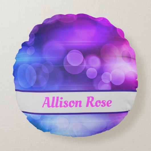 Roze en Paarse Abstracte cirkels Patroon Rond Kussen (Voorkant)