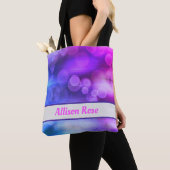 Roze en Paarse Abstracte cirkels Patroon Tote Bag (Dichtbij)