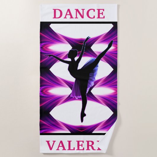 Roze en Paarse Abstracte Dance Beach Handdoek (Voorkant)