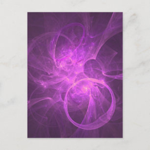 Roze en Paarse Abstracte fractal met cirkels Briefkaart