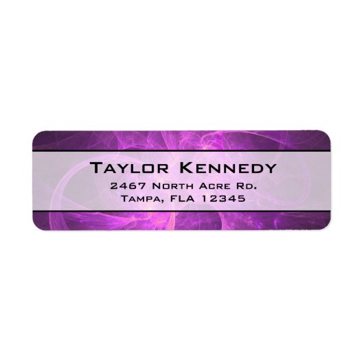 Roze en Paarse Abstracte fractal met cirkels Etiket (Voorkant)