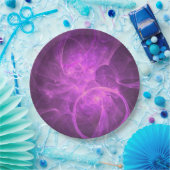 Roze en Paarse Abstracte fractal met cirkels Papieren Bordje (Feest)