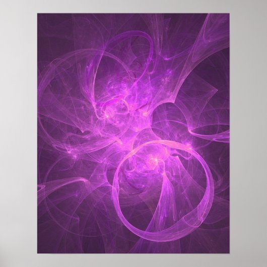 Roze en Paarse Abstracte fractal met cirkels Poster (Voorkant)