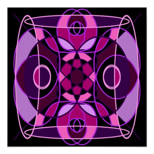 Roze en paarse abstracte mozaïek tegel perfect poster (Voorkant)