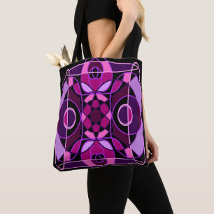 Roze en paarse abstracte mozaïek tegel tote bag
