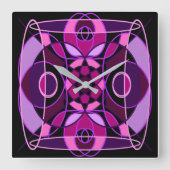 Roze en paarse abstracte mozaïek tegel vierkante klok (Voorkant)