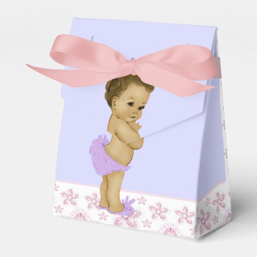 Roze en paarse Afro-Amerikaanse babyshower voor me Bedankdoosjes (Voorkant Zijde)