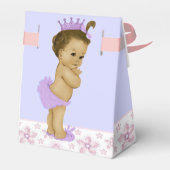 Roze en paarse Afro-Amerikaanse babyshower voor me Bedankdoosjes (Achterkant)