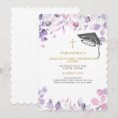 Roze en Paarse Afstuderen en Bevestiging Kaart (Voorkant / Achterkant)