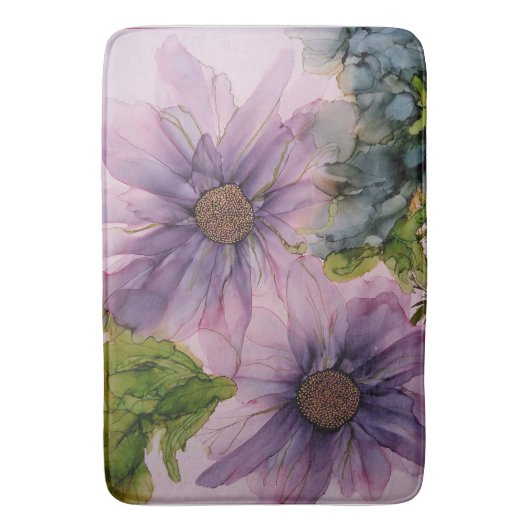 roze en paarse alcoholbloem badmat (Voorkant Verticaal)