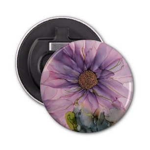 roze en paarse alcoholbloem button flesopener