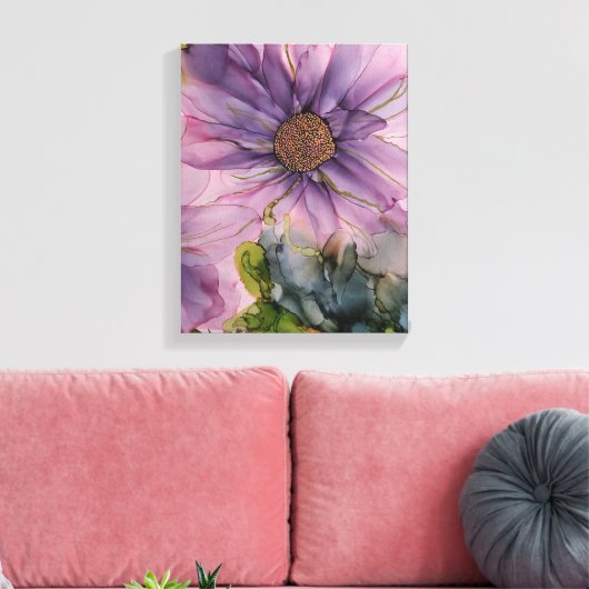 roze en paarse alcoholbloem canvas afdruk (Insitu (Woonkamer))