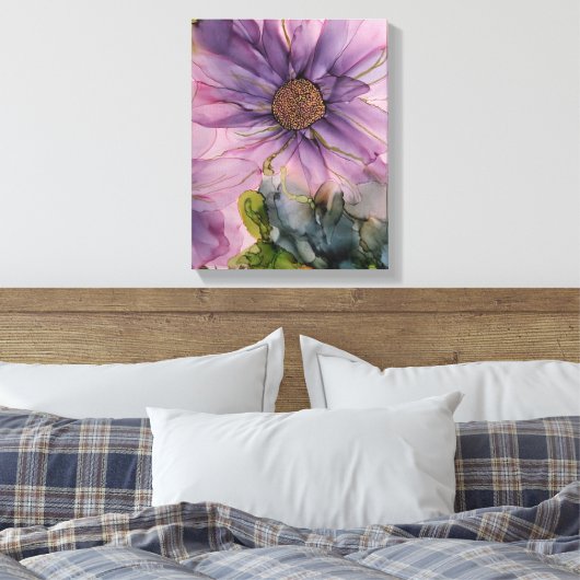 roze en paarse alcoholbloem canvas afdruk (Insitu (Slaapkamer))