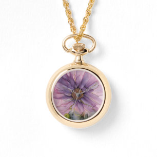 roze en paarse alcoholbloem horloge