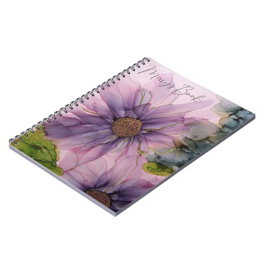 roze en paarse alcoholbloem notitieboek (Linkerzijde)