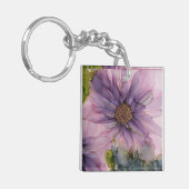 roze en paarse alcoholbloem sleutelhanger (Voorkant Links)