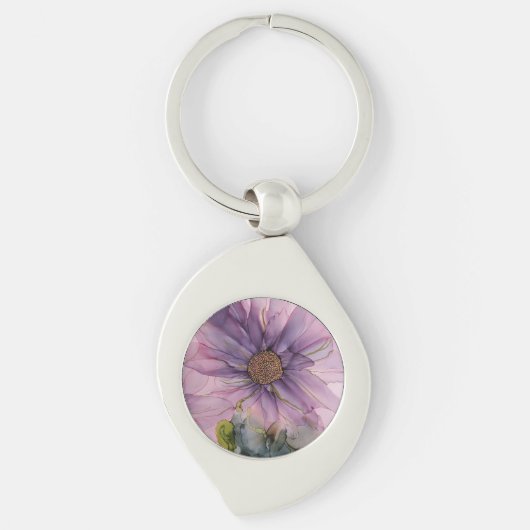 roze en paarse alcoholbloem sleutelhanger (Voorkant)