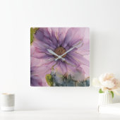 roze en paarse alcoholbloem vierkante klok (Huis)