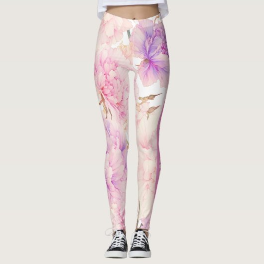 Roze en Paarse anjers, ontspannend Leggings (Voorkant)