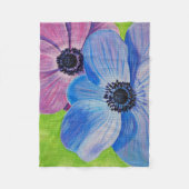 Roze en Paarse annemonen schilderen Fleece Deken (Voorkant)