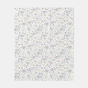 Roze en Paarse aquarel bloemen op wit Fleece Deken