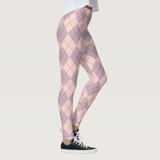 Roze en Paarse Argyle Pattern Girly Leggings (Rechts)