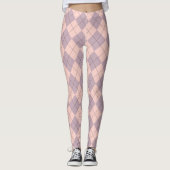 Roze en Paarse Argyle Pattern Girly Leggings (Voorkant)