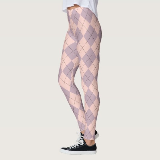 Roze en Paarse Argyle Pattern Girly Leggings (Links)