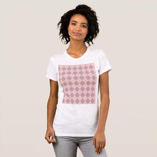 Roze en Paarse Argyle Pattern T-shirt (Voorkant volledig)