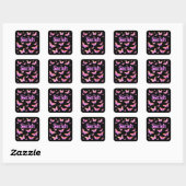 Roze en Paarse Artsy Butterfly Art Sarah Girls Nam Vierkante Sticker (Vel)