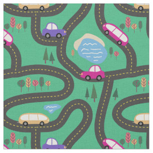 Roze en Paarse auto's - Kinder routekaart Stof