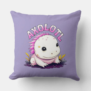 Roze en Paarse Axolotl gepersonaliseerd Kussen