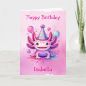 Roze en Paarse Axolotl gepersonaliseerde verjaarda Kaart (Voorkant)
