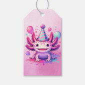 Roze en Paarse Axolotl Girl's Verjaardagsfeest Cadeaulabel (Voorkant)
