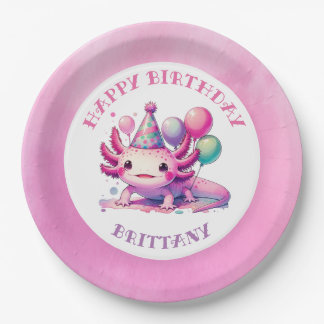 Roze en Paarse Axolotl Girl's Verjaardagsfeest Papieren Bordje