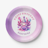 Roze en Paarse Axolotl Girl's Verjaardagsfeest Papieren Bordje (Voorkant)