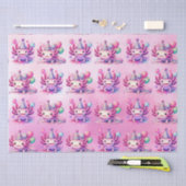 Roze en Paarse Axolotl Girl's Verjaardagsfeest Tissuepapier (Craft)