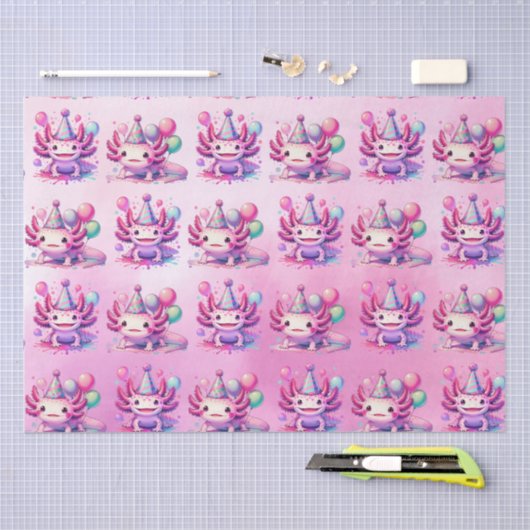 Roze en Paarse Axolotl Girl's Verjaardagsfeest Tissuepapier (Craft)