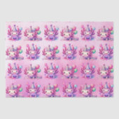 Roze en Paarse Axolotl Girl's Verjaardagsfeest Tissuepapier (Voorkant)