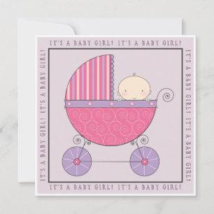 Roze en Paarse Baby bij het vervoer van Baby showe Kaart