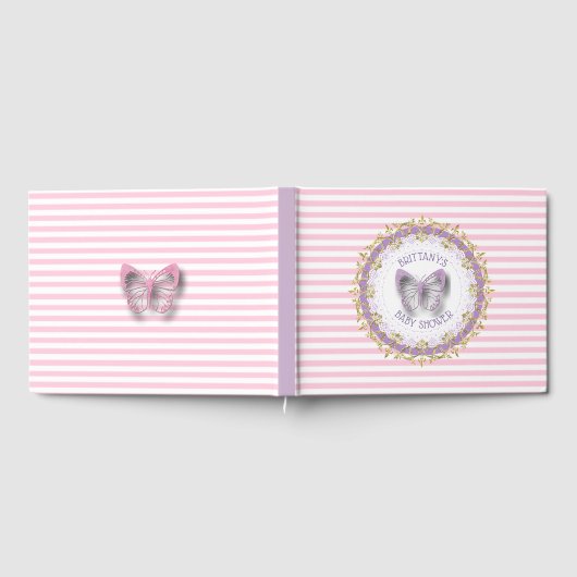 Roze en Paarse Baby gepersonaliseerde douche gaste Gastenboek (Volledig)