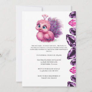 Roze en Paarse Baby Peacock Baby shower Kaart
