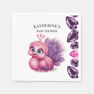 Roze en Paarse Baby Peacock Baby shower Servet