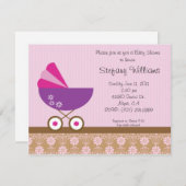 Roze en Paarse Baby shower Kaart (Voorkant / Achterkant)