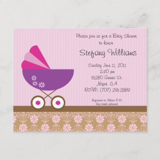 Roze en Paarse Baby shower Kaart