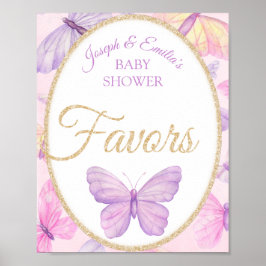 Roze en Paarse Baby showers voor vlinders Poster
