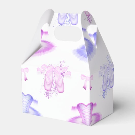 Roze en Paarse ballet Birthday Tutu & Pointe Shoes Bedankdoosjes (Voorkant Zijde)