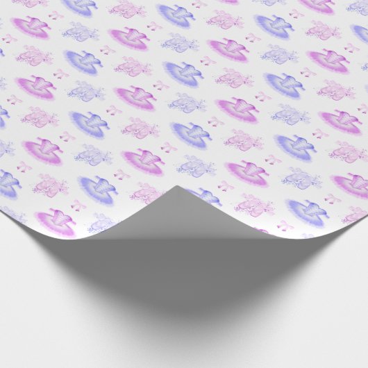 Roze en Paarse ballet Birthday Tutu & Pointe Shoes Cadeaupapier (Hoek)